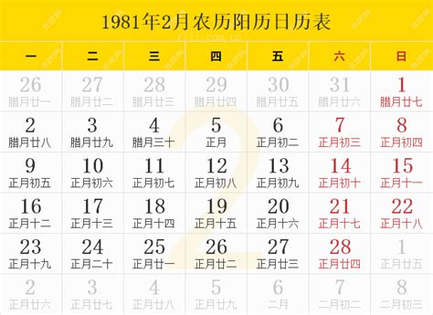 1981年2月1日|1981年2月1日の日暦【suureki.net 